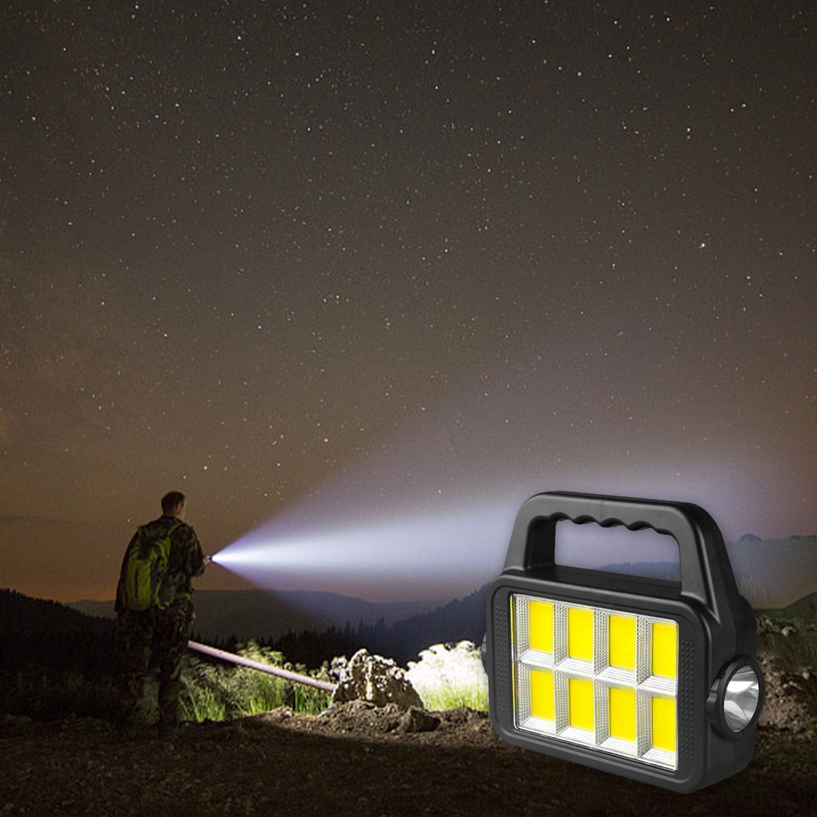 Portable Solar LED Work Light | 160 LED COB Flashlight | Wall-Mounted ...