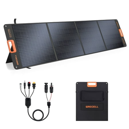 200W Portable Solar Panel for Power Station, Foldable Solar Charger w/ 4 Kickstands, IP65 Waterproof for Home Camping Outdoor RV Blackout