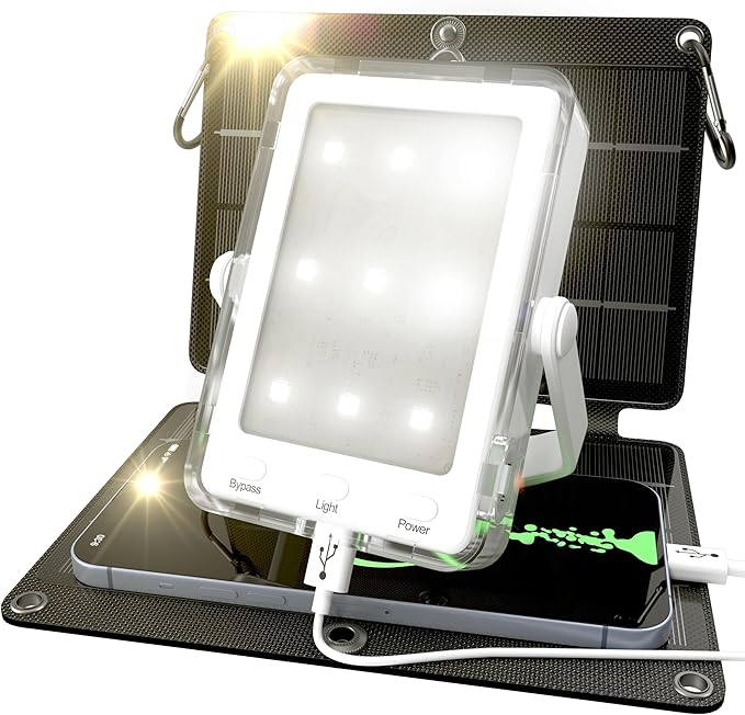 Portable Solar Panel  Power Bank Light Fast Charging 3 in 1 Survival Outdoor Camping Emergency Compact Waterproof