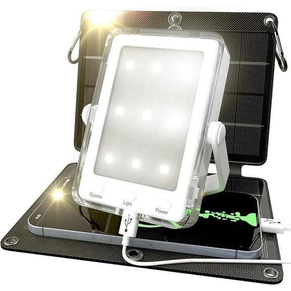 Portable Solar Panel  Power Bank Light Fast Charging 3 in 1 Survival Outdoor Camping Emergency Compact Waterproof