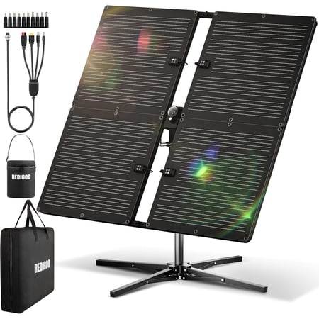 Portable Solar Panel with Tracker, 200W Kit, Dual-Axis Smart Tracking 360°, Up to 400W-Equivalent Foldable