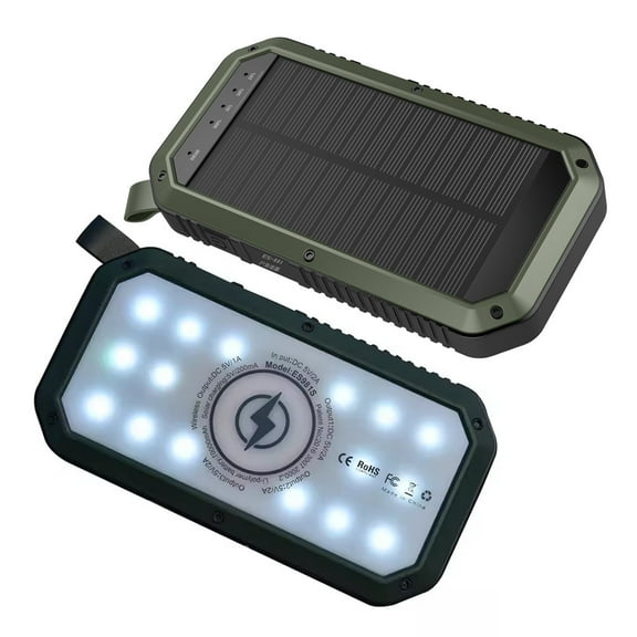 Portable Solar Phone Charger, 10000mAh Wireless Power Bank Waterproof, Wireless Charger for Cell Phone
