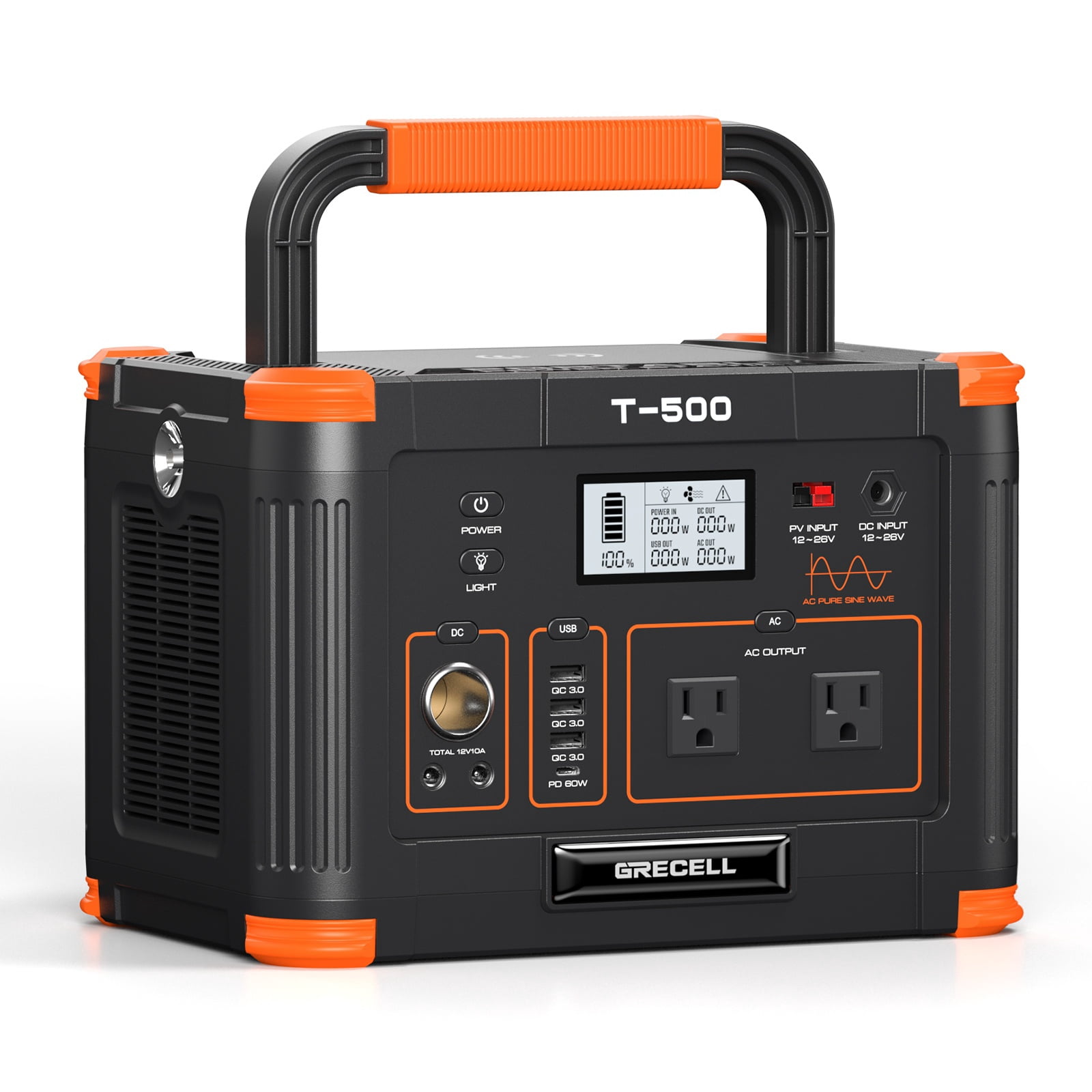 Portable Solar Power Station 500W(Peak 1000W), 519Wh 10-Port Generator Backup Battery Pack, for RV/Van Camping Fishing Climbing Road Trip Home Emergency