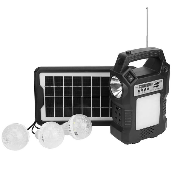 Portable Solar Power Station with Flashlight & 3 Bulbs Rechargeable Backup for Camping, Outages, Garden