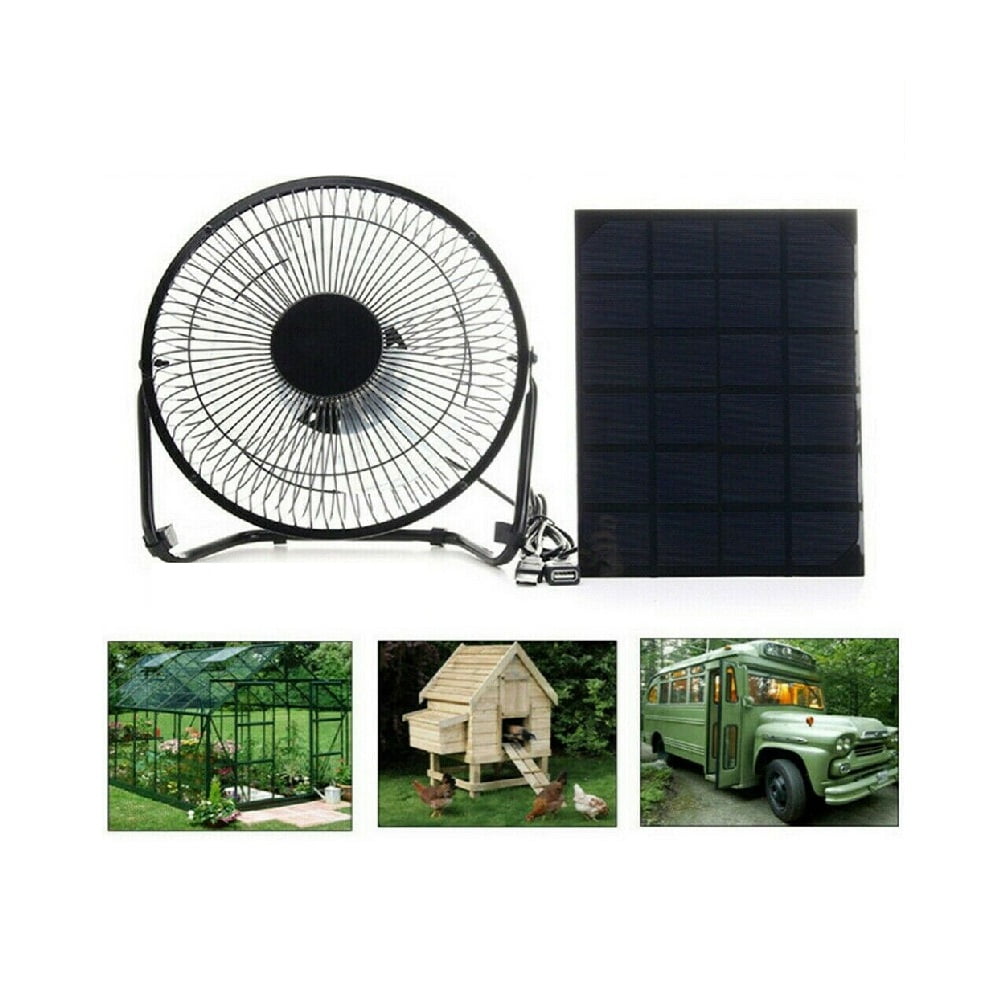 Portable Solar Powered Fan Mini Ventilator Greenhouse Pet Dog Chicken House  Cool