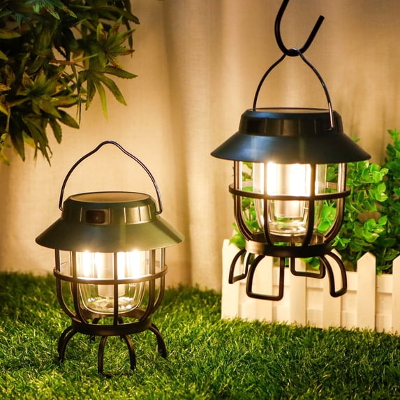 Portable Solar Powered Lantern with USB Charger, 3 Power Supply Modes, Collapsible