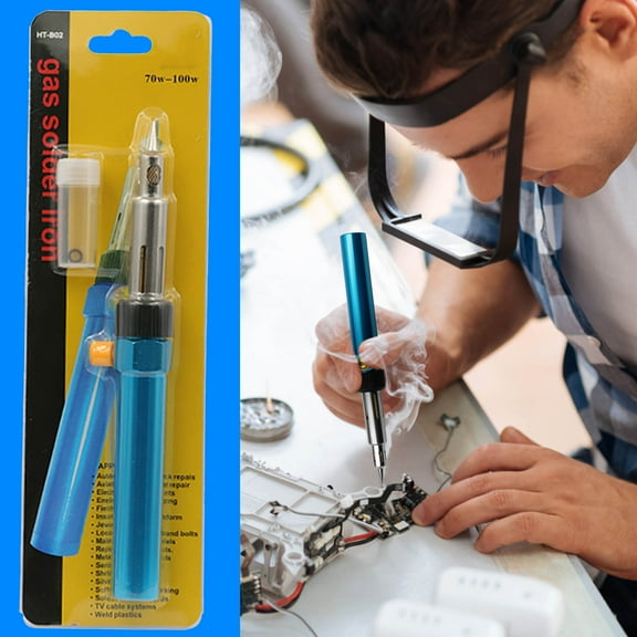 Portable Soldering Iron, Gas-Powered Pen Type Soldering Tool, Butane Fueled 30-Minute Runtime Adjustable Temperature for Electronics Repair
