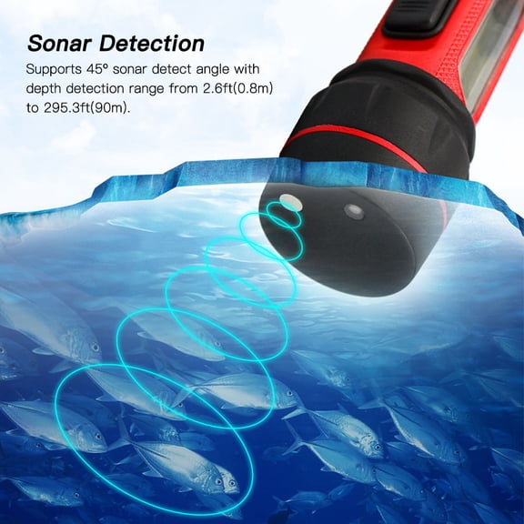 Portable Sonar Fishfinder Kayak Sonar Ice Fishing Fishfinder with LED Underwater Light Wireless Handheld Fishfinder with 0.8-90m Detection Depth