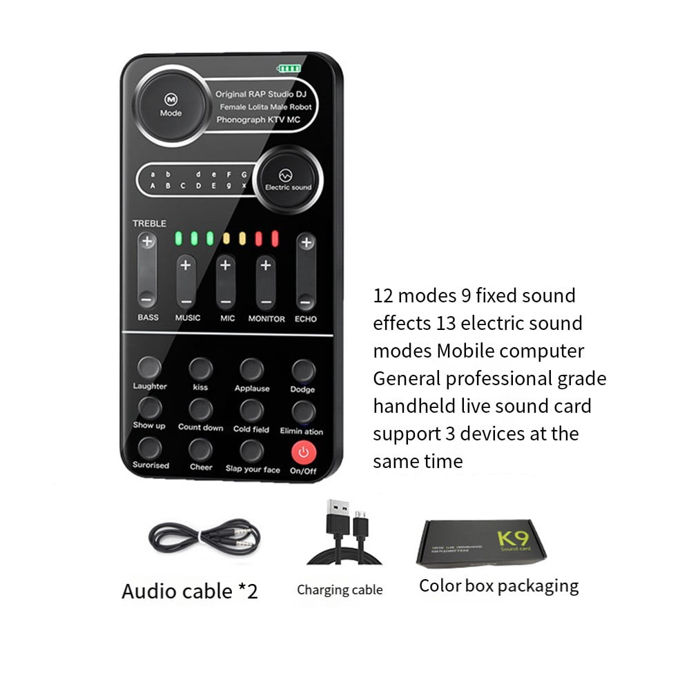 Ear Sound Card Portable Sound Card Set: 9 Effects for Live Singing On Phones & Pcs ...