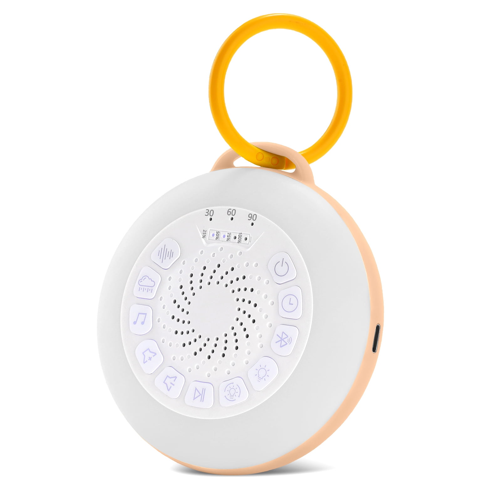 Portable Sound Machine & Bluetooth Speaker for Baby Adults, 26Soothing Sounds, 7 Light ColorsNight Light, Noise Canceling for Office, Sleep, Home, Travel（orange）