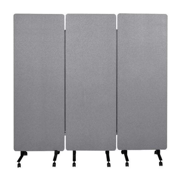 Portable Soundproof Room Divider with Wheels, 66" Tall 3-Panel Acoustic Wall Divider for Office Privacy, Sound Reducing Partition for Classrooms & Open Workspaces, Dark Grey
