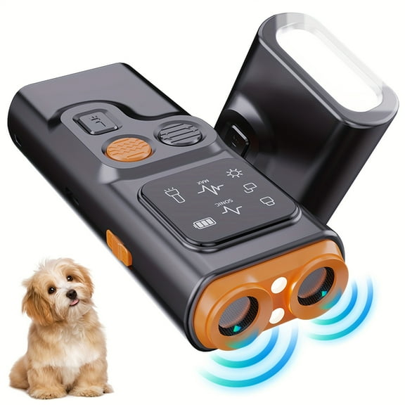 Portable Soundwave technology Anti-Barking Device for Dogs, 3in 1, USB Rechargeable, 50ft Range Lithium Polymer Battery, Handheld Pet Training Tool with Rope