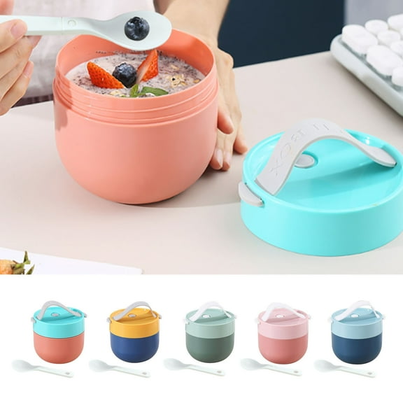Portable Soup Cup with Lid, 16oz Mini Cereal Bowl for Office Workers, Leakproof & Wave Safe Bento Container for Takeaway Meals and On-the-go Breakfast,Vsgery