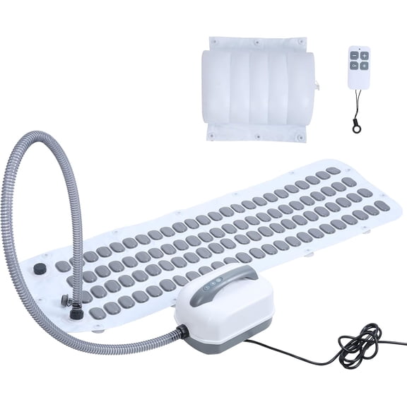 Portable Spa Bubble Bath Massager, Full Body Waterproof Spa Massage Mat for Bathtub, Foldable 6-Speed Bubbles Bubble Bath Mat with Remote Control and Pillow for Home Relaxation (White A)