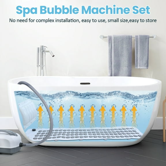 Portable Spa Bubble Bath Mat with Remote & 6 Adjustable Bubble Settings