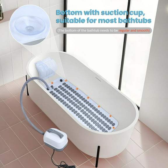 Portable Spa Bubble Bath Mat with Remote Control, Full Body Bathtub Bubble Machine with 6 Adjustable Settings & Air Pump