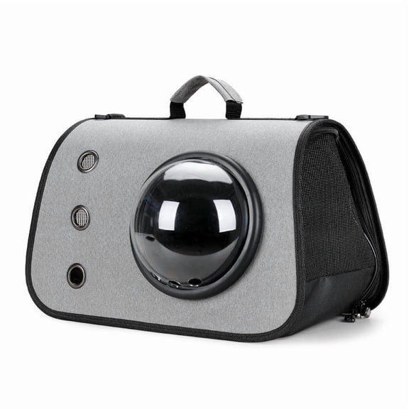 Portable Space Capsule Cat Carrier Bag, Rvkxad Breathable Transparent Slanted Foldable Pet Carrier Shoulder Bag, Travel Cat Carrier for Small Pets Outdoor Vet Visits, Gray