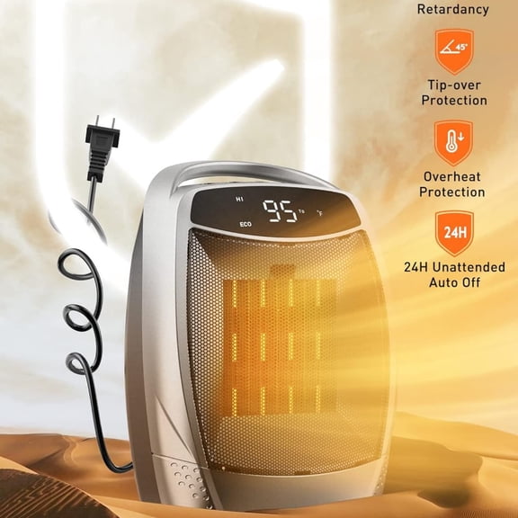 Portable Space Heater, 1500W Personal Electric Heater with Timer, 4 Modes Quiet Desk Heater, Overheating & Tip-Over Protection 1s Fast Heating Small Heater for Indoor Use, Office, Bedroom