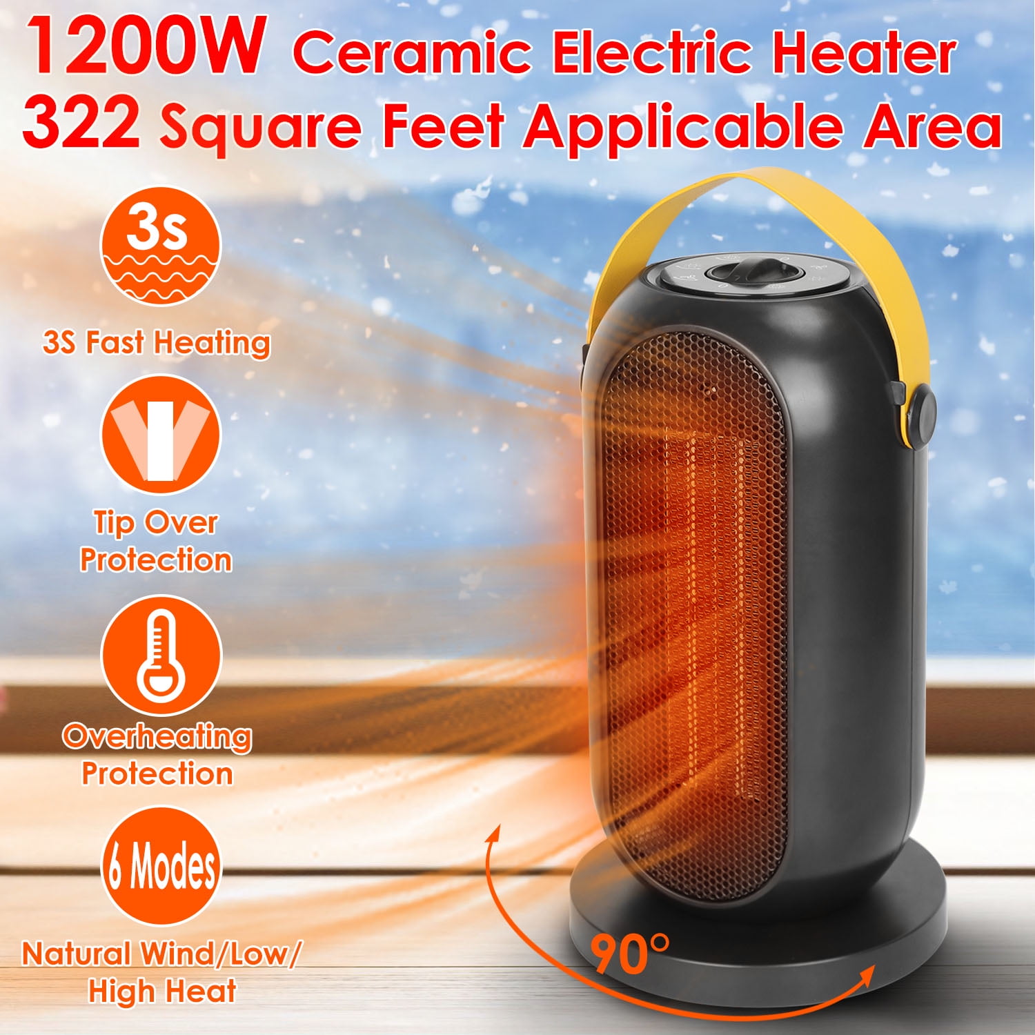LAEMILIA Economical Electric Heater Blower Bathroom Heater Thermaly Ceramic  Heating PTC 1200 W Security Thermostat for Office Home : :  Home & Kitchen