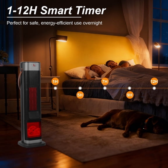 Portable Space Heater, PTC Heater, Featuring Adjustable Constant Temperature, Overheat Protection and Tip-over Protection, Heats Up Quickly, Equipped with A Remote Control, Suitable for Indoor Use