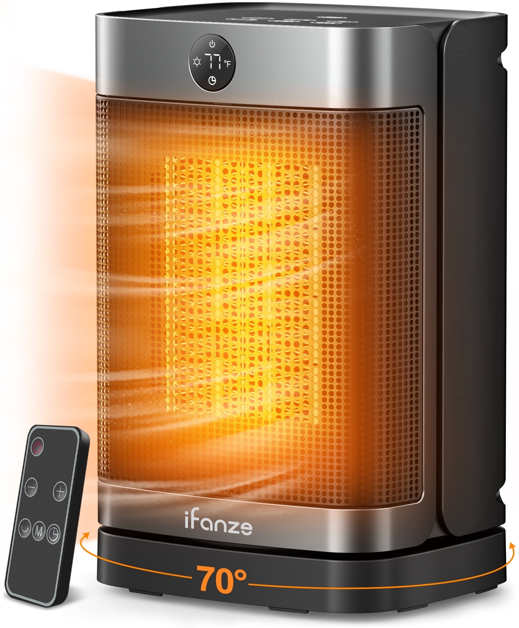 Qunler Portable Electric Space Heater, PTC Ceramic, 1500W, Remote, 70Â ...