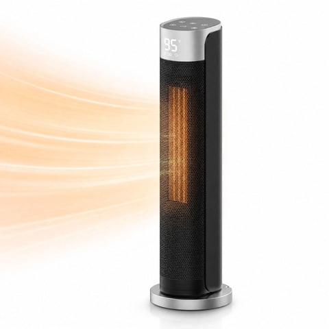 ATUPEN Space Heater, 1500W Electric Heater Thermostat 12H Timer 90° Oscillation for Home Bedroom Indoor