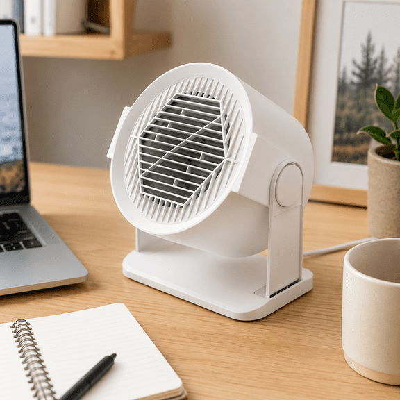 USB Desk Heater Portable Mini Space Heater, USB Powered Heater with Heating and Cooling Fan, Compact Desktop Heater for Office Home Workstation