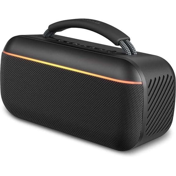 Portable Speaker : 100W() SoundPulse 2.0 with BassBoost, Loud Party Speakers, Unlimited Pairing, TWS for Outdoor/Indoor, Beach Vacation Essential, Black