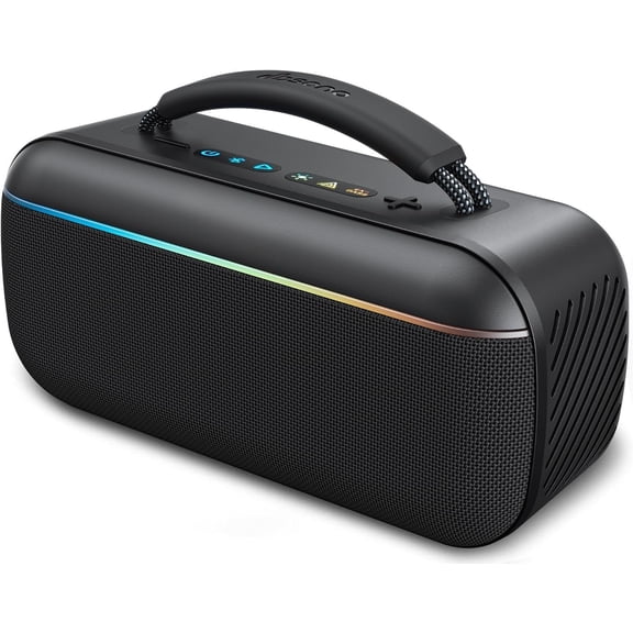 Portable Speaker : 100W() SoundPulse 2.0 with BassBoost, Loud Party Speakers, Unlimited Pairing, TWS for Outdoor/Indoor, Beach Essential, Black