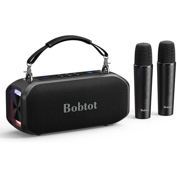 Portable Speaker with 2 Wireless Microphones Outdoor Speaker IPX5 Waterproof Speaker with Handle Stereo Loud Sound, Home & Outdoor Party$$Musical Instruments