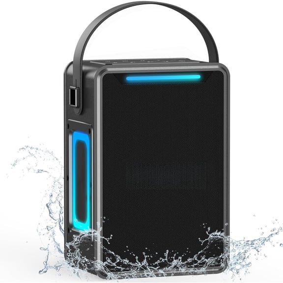Portable Speaker 60W IPX6 Speakers with Deep Bass, TWS Pairing, DSP Stereo Sound, Led Light, Big Loud Outdoor Boombox for Party Camping Beach
