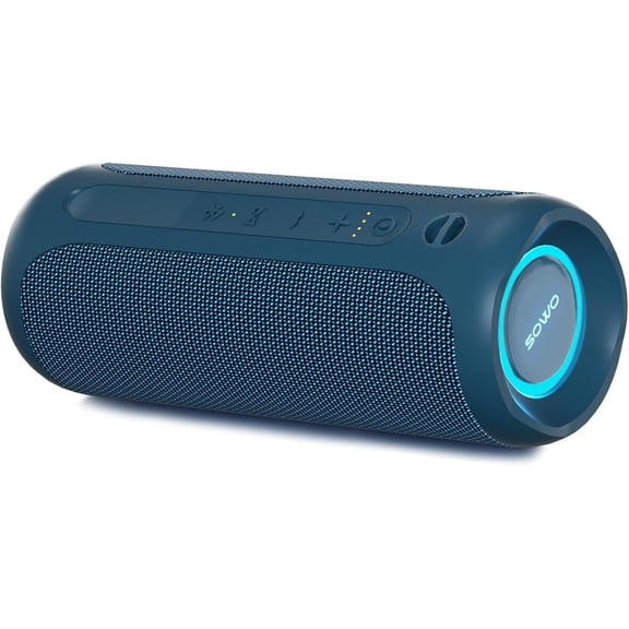 Portable Speaker, IPX7 Speaker, Bassboom Technology, 25W Loud Stereo Sound, LED Light with TWS Pairing, 16H Playtime for and Outdoor -Blue