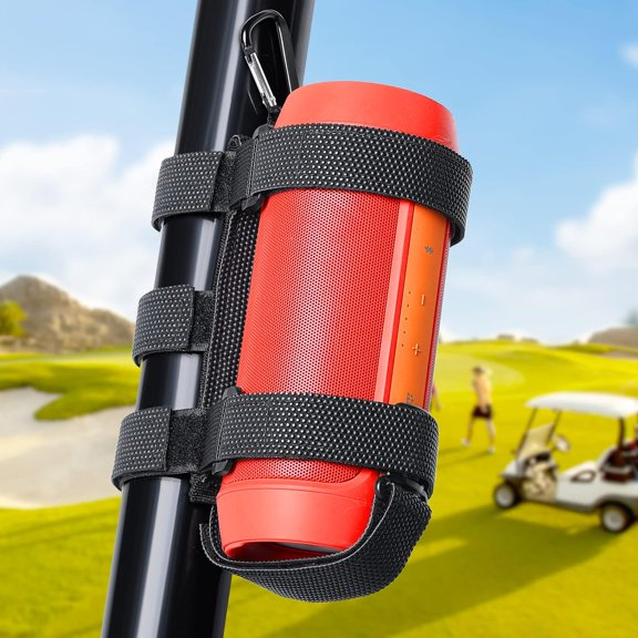 Portable Speaker Mount for Bluetooth Wireless Speakers | Waterproof Speaker Strap Compatible with Golf Cart Railing/Bike/Moto/Boat/ATV, Black