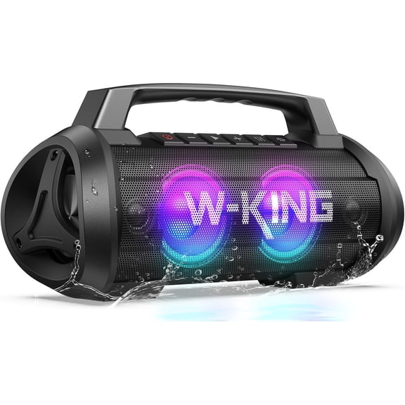 Portable Speakers Bluetooth Wireless, 120W Max Loudest Bluetooth Speaker, IPX6 Waterproof Outdoor Speaker with 70W Deep Bass/2*Subwoofer/DSP/EQ/42H/LED/MAC-in/TF/2 Pairing, Large Party Boombox