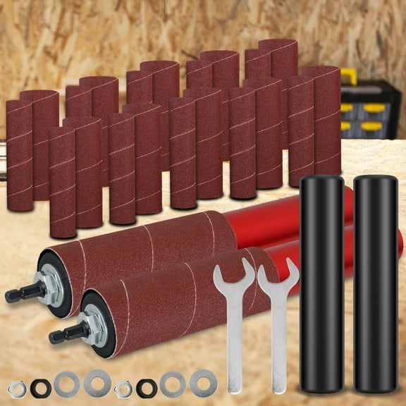 Portable Spindle Sander Drum Kit Practical Sanding Drum Set Handheld Sanding Drum with 20 Pcs Sanding Sleeves Multipurpose Sanding Drum and Sleeves Set for Woodworking Projects