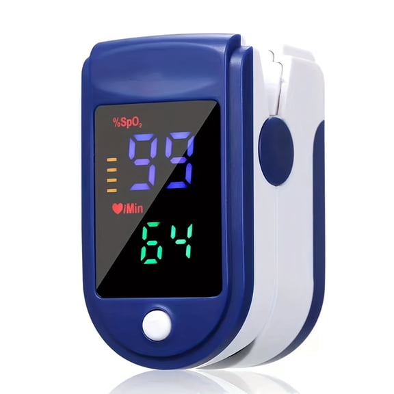 Portable Sports Pulse Monitor - Fingertip Aviation Oximeter Gauge with Lanyard, Daily Exercise Tracker Tool for Climbing (Blue)