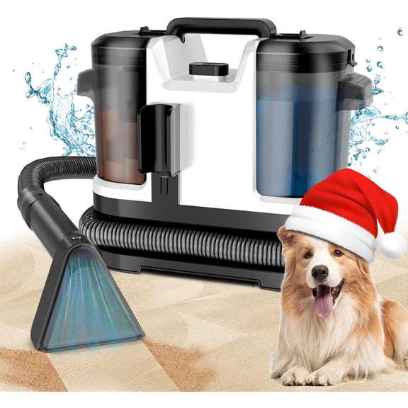 Portable Spot Cleaner Machine for Carpet and Upholstery - 18Kpa Carpet Cleaner with Dual BrushHeads, Easy Move, Cleaning Machine for Furniture, Couch, Stairs, Car and Pet Stain, White