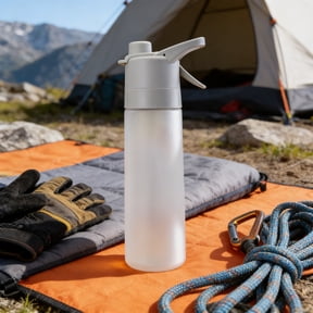 Portable Spray Water Bottle, Large Capacity Sports Cup with Spray Function, Frosted Texture Outdoor Cup, Leak-Proof Plastic Water Bottle, White