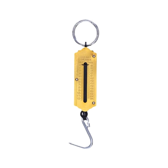Portable Spring Scale for Fishing Gear Mechanical Weight Scale for Outdoor Use Portable Aluminum Frame Handheld Weighing Instrument for Fishing Luggage and More, 16.5cmx4cm, Yellow