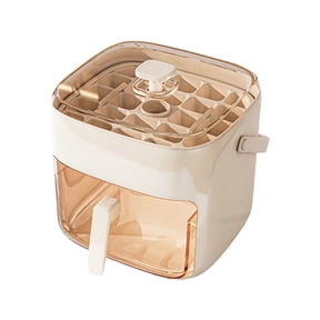 Portable Stackable Ice Maker with 3 Trays and Storage Drawer, ABS, Beige, 18x16x14cm, Compact, for Home and Outdoor