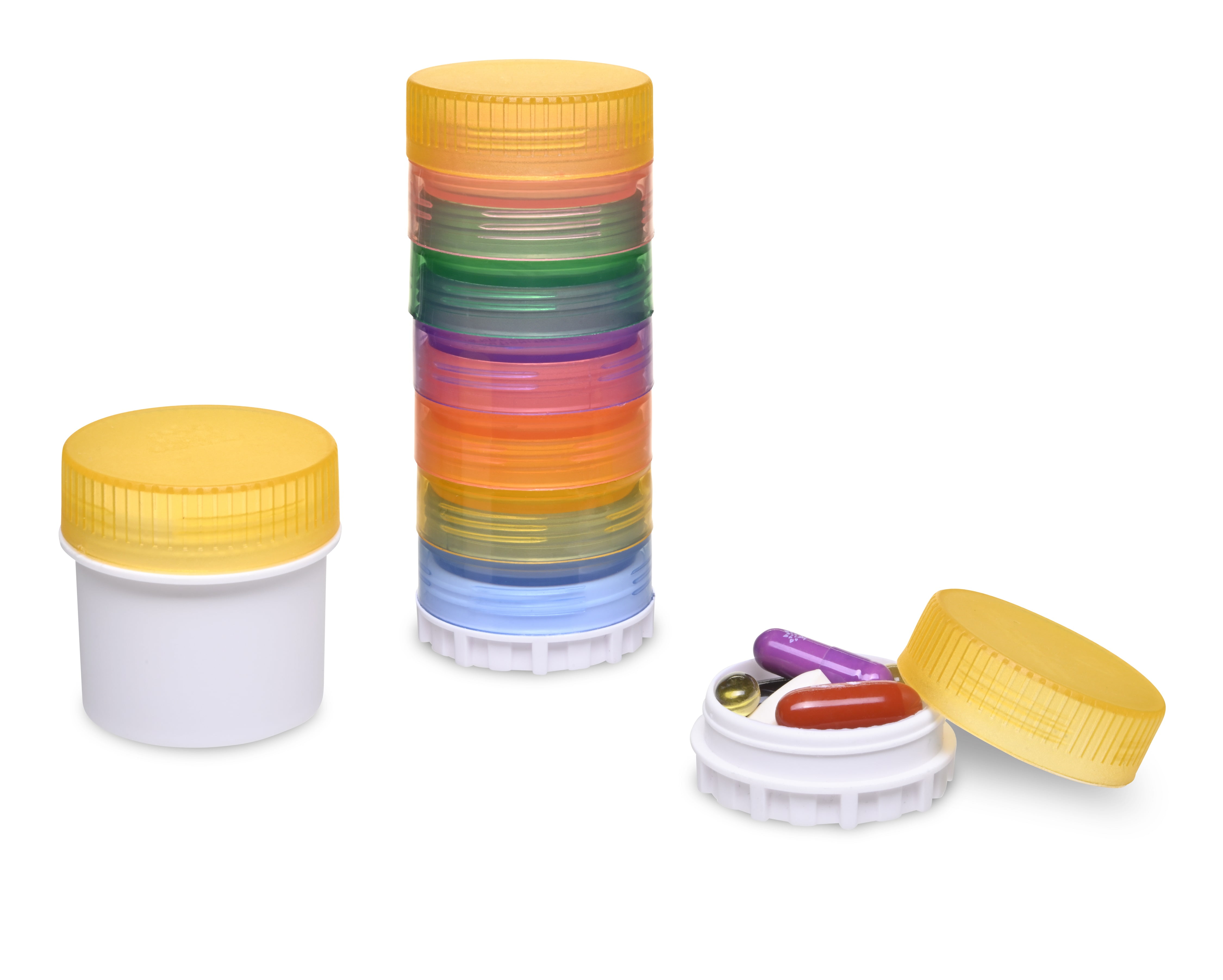 Portable Stackable Pill Organizer with 9 Compartments, 3 Lids