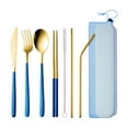 thumbnail image 1 of Portable Stainless Steel 7 Piece Cutlery Set With Storage Case For Outdoor Camping Includes Knife Fork Spoon Chopsticks Straws And Cleaning Brush Travel Friendly, 1 of 6