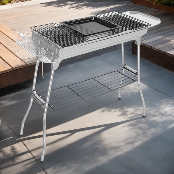 Portable Stainless Steel BBQ Grill for Outdoor Camping & Backyard Cooking
