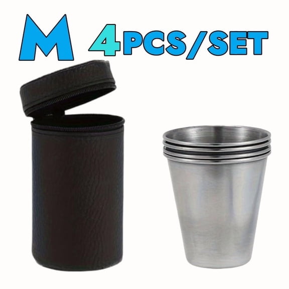 Portable Stainless Steel Cup Set For Outdoor Travel Party Whiskey Cups with Case For Picnics Hiking Camping Drinkware Supplies