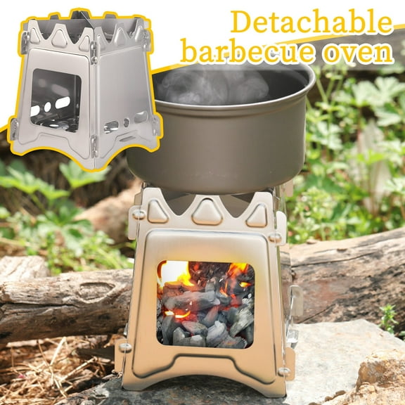 Portable Stainless Steel Firewood Stove - 6.5 x 4.5 x 7.1in Foldable, Windproof for Camping Barbecue & Outdoor Heating