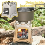 Portable Stainless Steel Firewood Stove 6.5x4.5x7.1 in, Folding Camping Burner for Outdoor Cooking, Windproof Heating, 360g with Carry Bag