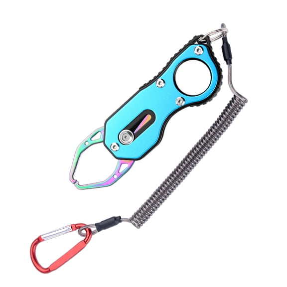 Portable Stainless Steel Fish Gripper Fish Lip Grip Grabber Controller with Anti-Lost Rope Fish Holder Tool Easy to Use