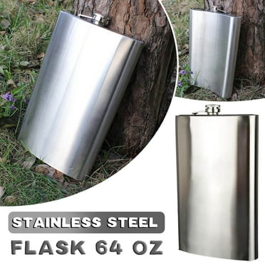 Portable Stainless Steel Flask 64 Ounce Water Wine Liquor Bottle Screw Cap Hip