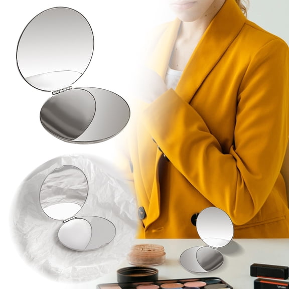 Portable Stainless Steel Folding Double Makeup Compact Travel Vanity For Women Girls Mini Design