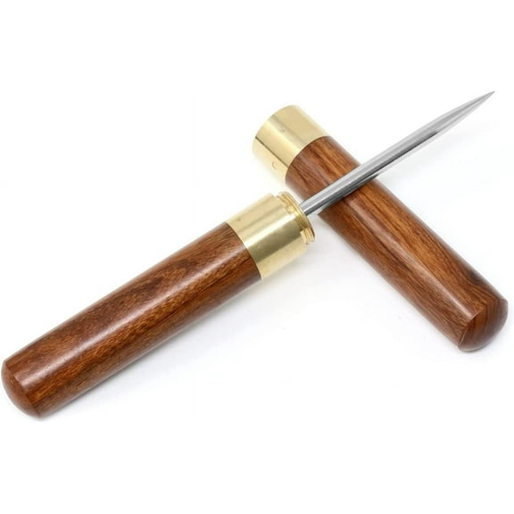 Portable Stainless Steel Ice Pick with Wooden Handle and Sheath Safety Cover, for Bars Restaurants Home Camping